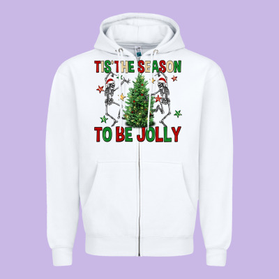 Tis' The Season To Be Jolly Zipper Hoodie Designed By Nancycooperartshop