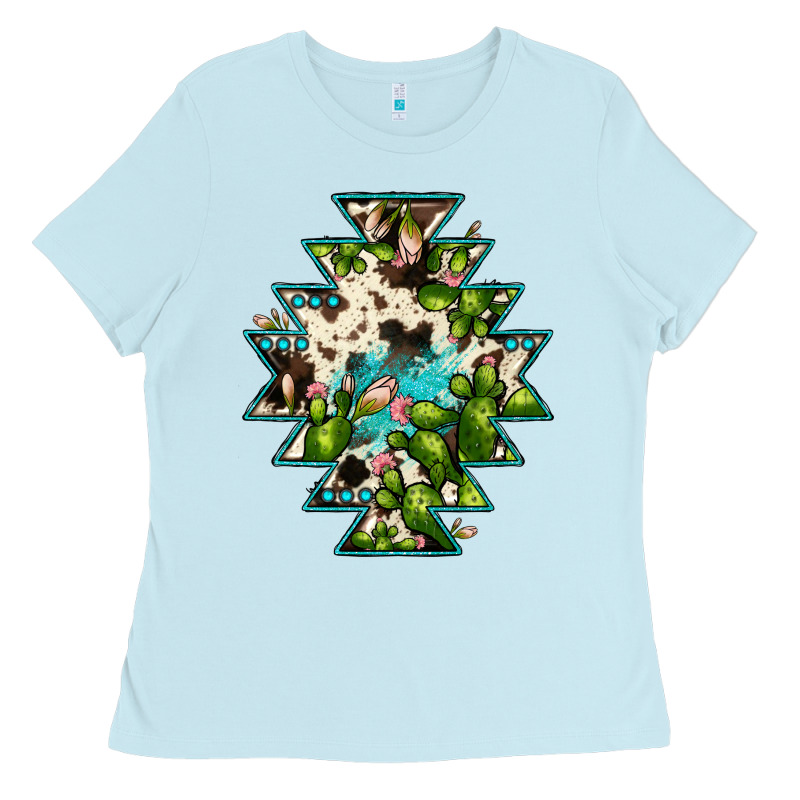 Aztec  Cowhide Cactus Gemstone Ladies Tee by JahusDesignShop | Teevron