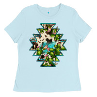 Baby Blue aztec  cowhide cactus gemstone Ladies Tee - JahusDesignShop