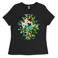 Black aztec  cowhide cactus gemstone Ladies Tee - JahusDesignShop