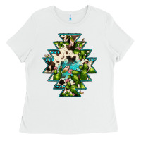 White aztec  cowhide cactus gemstone Ladies Tee - JahusDesignShop