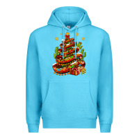Ocean Blue Christmas Feliz Navidad sombrero tree Premium Hoodie - NancyCooperArtShop