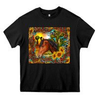 Black western horse and sunflower Heavy Core Tee - RanaPortraitStore