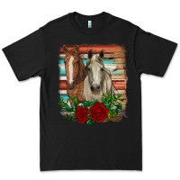 Black horses with roses Premium Tee - RanaPortraitStore