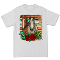 Dove Grey horses with roses Premium Tee - RanaPortraitStore
