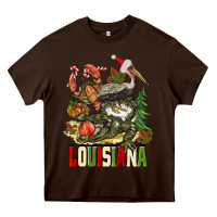 Chocolate Brown Christmas Louisiana Heavy Core Tee - BarkalooDesign
