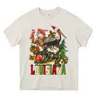 Cream Christmas Louisiana Heavy Core Tee - BarkalooDesign