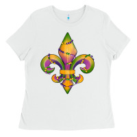 White mardi gras fleur de lis Ladies Tee - RanaPortraitStore