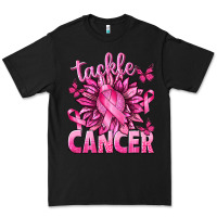 Black Tackle Cancer with Sunflower Premium Tee - texasbilliewilder