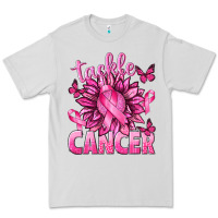 Dove Grey Tackle Cancer with Sunflower Premium Tee - texasbilliewilder