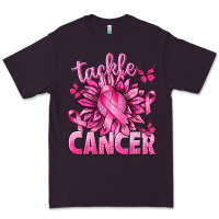 Plum Tackle Cancer with Sunflower Premium Tee - texasbilliewilder
