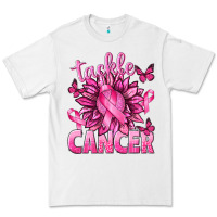 White Tackle Cancer with Sunflower Premium Tee - texasbilliewilder