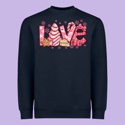 Love Pink Christmas Tree Cake Heavyweight Sweatshirt Designed By Jasminsmagicworld