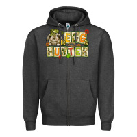 Charcoal Heather Egg hunter with camouflage plate letters Zipper Hoodie - NancyCooperArtShop