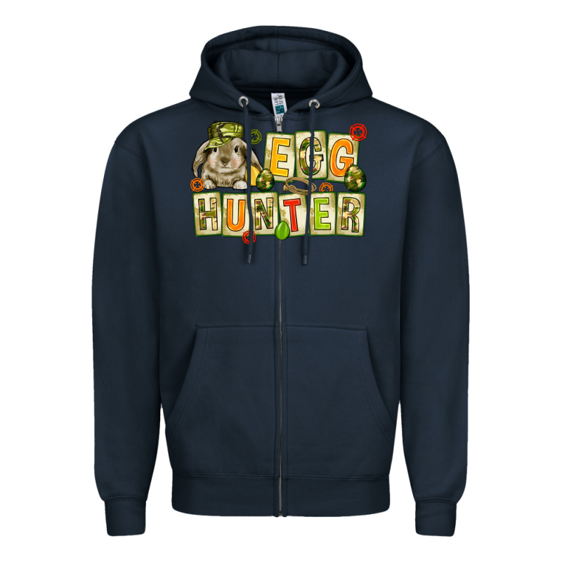 Egg Hunter With Camouflage Plate Letters Zipper Hoodie by NancyCooperArtShop | Teevron