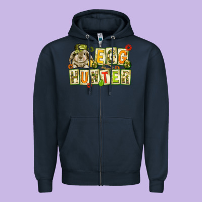 Egg Hunter With Camouflage Plate Letters Zipper Hoodie Designed By Nancycooperartshop