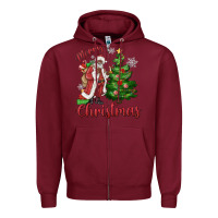 Burgundy Merry Christmas Black Santa Zipper Hoodie - MaliasSmallBusiness