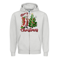 Merry Christmas Black Santa Zipper Hoodie | Teevron
