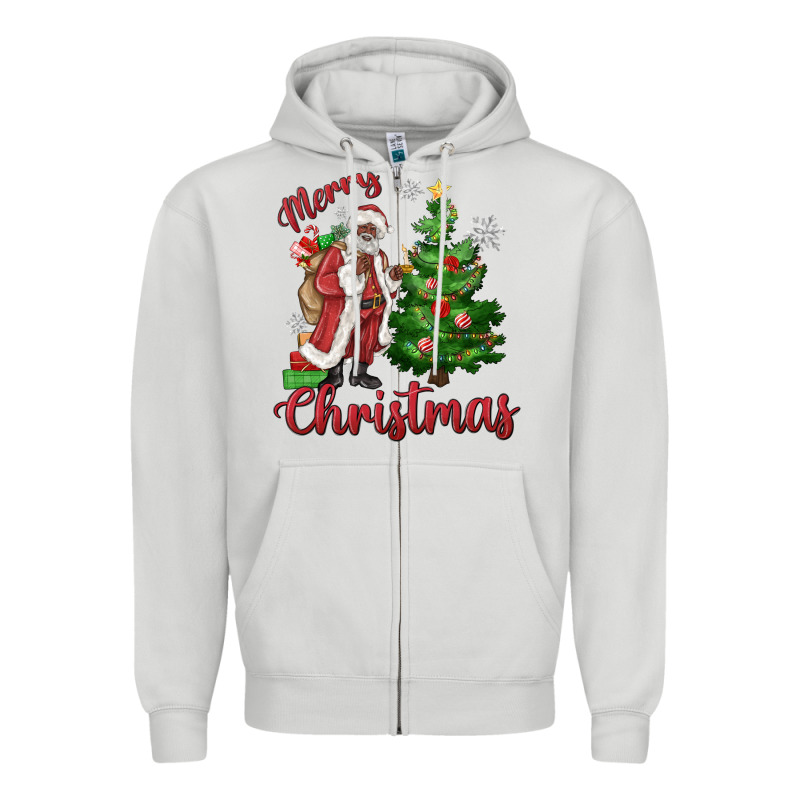 Merry Christmas Black Santa Zipper Hoodie by MaliasSmallBusiness | Teevron