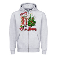 Heather Grey Merry Christmas Black Santa Zipper Hoodie - MaliasSmallBusiness