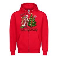 Red Merry Christmas Black Santa Zipper Hoodie - MaliasSmallBusiness