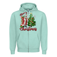Seafoam Merry Christmas Black Santa Zipper Hoodie - MaliasSmallBusiness