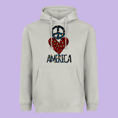 Peace Love America Heavyweight Hoodie Designed By Bettercallsaul