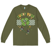 Army Green lucky dude Long Sleeve Tee - MaliasSmallBusiness