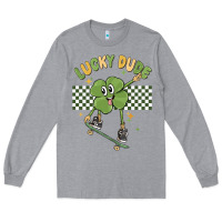 Heather Grey lucky dude Long Sleeve Tee - MaliasSmallBusiness