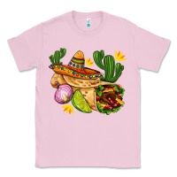 Bubblegum Pink burrito  with sombrero and union with cactus Classic Tee - AdoDesignShop