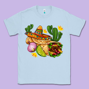 Burrito  With Sombrero And Union With Cactus Classic Tee Designed By Adodesignshop