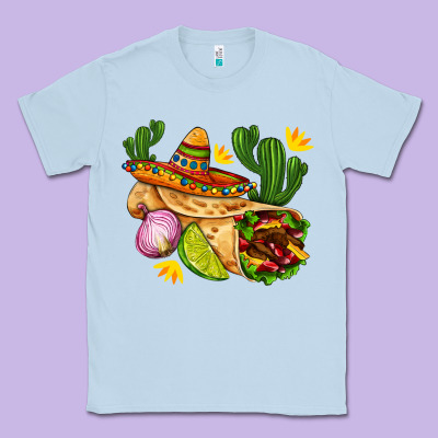 Burrito  With Sombrero And Union With Cactus Classic Tee Designed By Adodesignshop