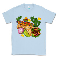 Dusty Blue burrito  with sombrero and union with cactus Classic Tee - AdoDesignShop