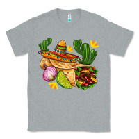Heather Grey burrito  with sombrero and union with cactus Classic Tee - AdoDesignShop