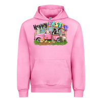 Fuchsia Pink Happy Easter truck with farm animals Easter Day Urban Hoodie - CowGirlArtShop