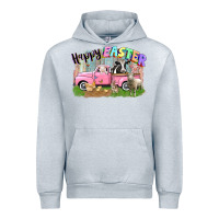 Heather Grey Happy Easter truck with farm animals Easter Day Urban Hoodie - CowGirlArtShop