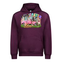 Mauve Wine Happy Easter truck with farm animals Easter Day Urban Hoodie - CowGirlArtShop
