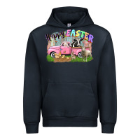 Navy Happy Easter truck with farm animals Easter Day Urban Hoodie - CowGirlArtShop