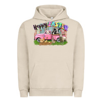 Pigment French Oak Happy Easter truck with farm animals Easter Day Urban Hoodie - CowGirlArtShop