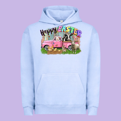 Happy Easter Truck With Farm Animals Easter Day Urban Hoodie Designed By Cowgirlartshop