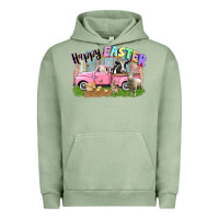 Pigment Oil Green Happy Easter truck with farm animals Easter Day Urban Hoodie - CowGirlArtShop