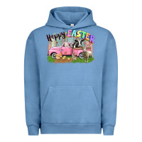 Pigment Pebble Blue Happy Easter truck with farm animals Easter Day Urban Hoodie - CowGirlArtShop