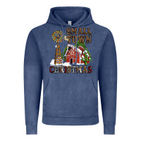 Vintage Denim small town christmas with barn and cactus Vintage Hoodie - AdoDesignShop
