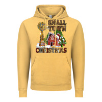 Vintage Mustard small town christmas with barn and cactus Vintage Hoodie - AdoDesignShop