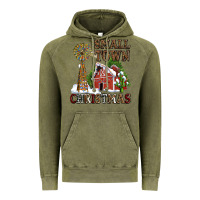 Vintage Olive small town christmas with barn and cactus Vintage Hoodie - AdoDesignShop