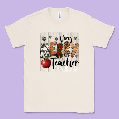Very Merry Teacher Christmas Coaster Classic Tee Designed By Jasminsmagicworld