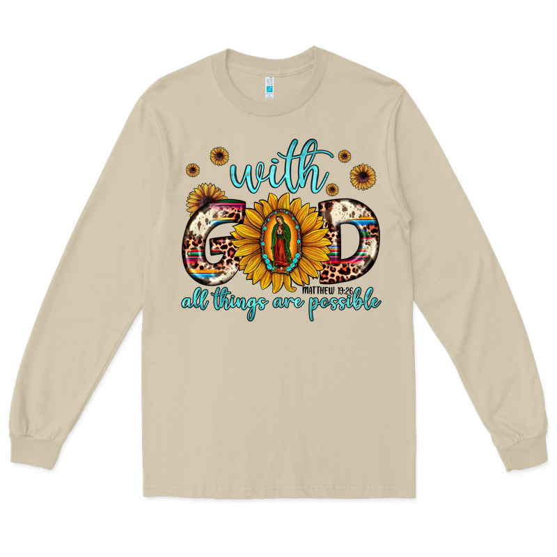 With God All Things Are Possible Matthew 19 26 Long Sleeve Tee by JahusDesignShop | Teevron