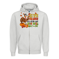 Dove Grey give thanks for a little and you will find a lot Zipper Hoodie - MaliasSmallBusiness