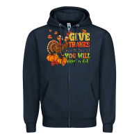 Navy give thanks for a little and you will find a lot Zipper Hoodie - MaliasSmallBusiness