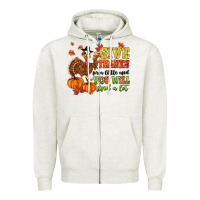 Oatmeal Heather give thanks for a little and you will find a lot Zipper Hoodie - MaliasSmallBusiness